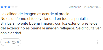 reseña de usuario sobre proyector gadnic con problemas de brillo y mala visibilidad en ambientes con luz