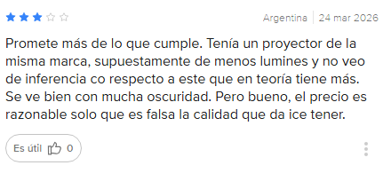 proyector gadnic 8000 lumenes brillo real inferior al prometido mejor rendimiento en oscuridad segun usuarios