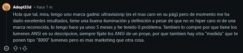 opinion de usuario reddit, proyector gadnic ultravisionp experiencia de uso y luminosidad real ansi