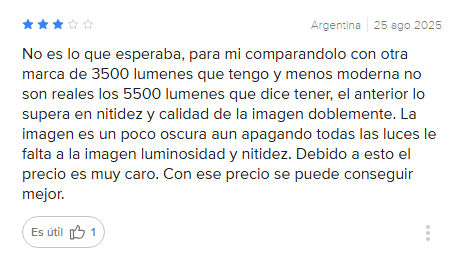 Opinion de usuario sobre proyector gadnic 550 lumens