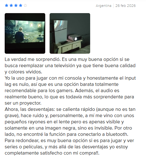 Opinion de usuario sobre proyector gadnic 550 lumens