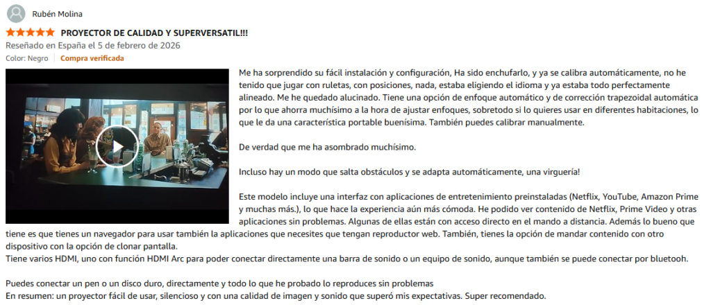 Opinion de usuario sobre proyector wimius p62 pro