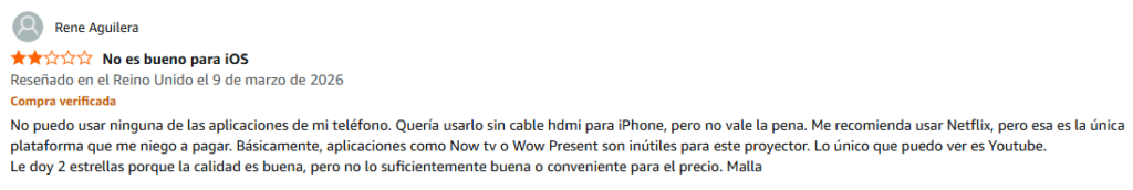 Opinion de usuario sobre proyector wimius p62 pro
