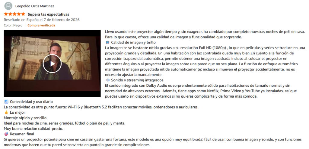 Opinion de usuario sobre proyector wimius p62 pro